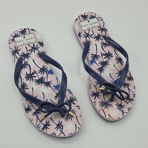 Kate Spade Navy and Pink Palm Sandals